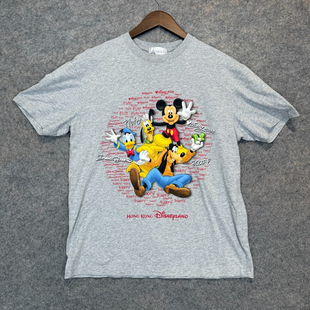 Vintage Disneyland Hong Kong T Shirt Adult Large Mickey‎ Donald Pluto Goofy Rare